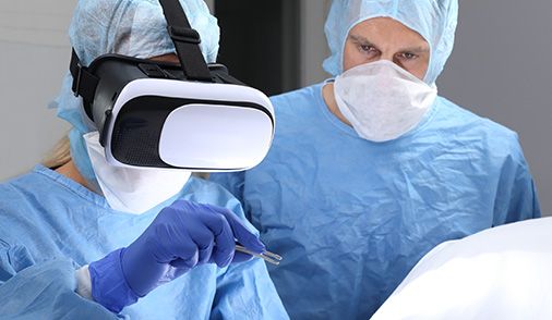 Doctors wearing software programed digital Goggles that assist them with specific tasks